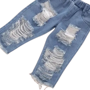 Conjunto Blue Jean Roto, blusa y top